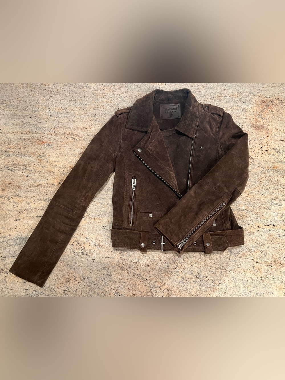 Blank NYC Chocolate Brown 100% Suede Moto Jacket